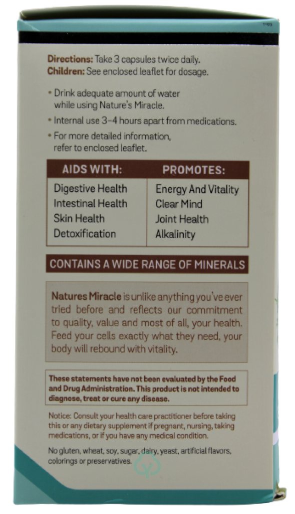 Natures Cure Miracle Clay 180 Veg. Caps Detox